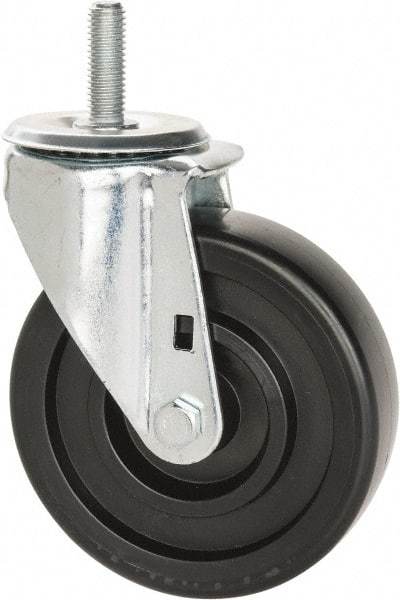 E.R. Wagner - 5" Diam x 1-3/8" Wide x 6-1/8" OAH Stem Mount Swivel Caster - Polyolefin, 300 Lb Capacity, Delrin Bearing, 1/2-13 x 1-1/2" Threaded Stem - A1 Tooling