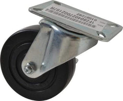 E.R. Wagner - 4" Diam x 1-3/8" Wide x 5-1/16" OAH Top Plate Mount Swivel Caster with Brake - Polyolefin, 300 Lb Capacity, Plain Bearing, 3-1/8 x 4-1/8" Plate - A1 Tooling