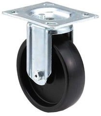 E.R. Wagner - 4" Diam x 1-1/4" Wide x 4-11/16" OAH Top Plate Mount Rigid Caster - TPR, 165 Lb Capacity, Delrin Bearing, 2-3/4 x 3-3/4" Plate - A1 Tooling