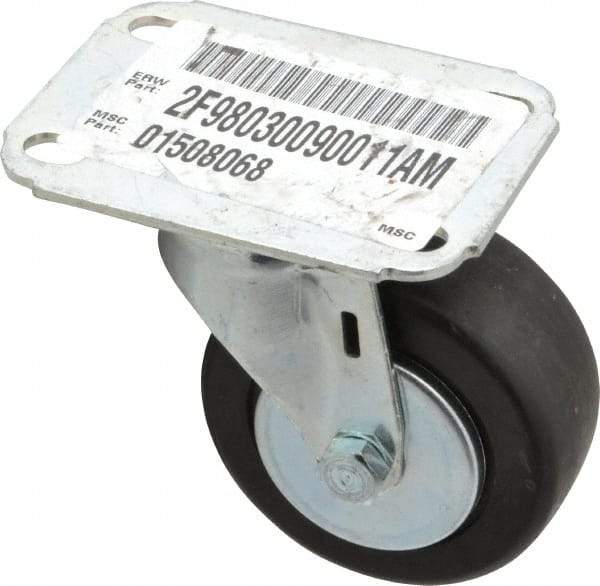 E.R. Wagner - 3" Diam x 1-1/4" Wide x 3-3/4" OAH Top Plate Mount Swivel Caster - Hard Rubber, 210 Lb Capacity, Delrin Bearing, 2-3/4 x 3-3/4" Plate - A1 Tooling