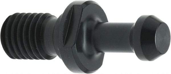 Parlec - BT50 Taper, M24x3 Thread, 45° Angle Radius, Standard Retention Knob - 2.58" OAL, 1.14" Knob Diam, 1" from Knob to Flange, 0.468" Coolant Hole, Through Coolant - Exact Industrial Supply