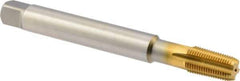 Emuge - 1/8-27 NPTF Thread, 5 Flute Standard Pipe Tap - 3-15/16" OAL, 3/4" Thread Length, 7/16" Shank Diam, TiN Finish, Cobalt - Exact Industrial Supply