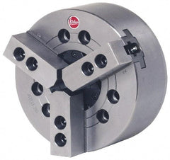 Atlas Workholding - 3 Jaws, 10" Chuck Diam, A2-6 Mount, 2.952" Through Hole, Drawbar, Hydraulic Power Lathe Chuck - 24,420 Lb Force per Jaw, 1.5mm x 60 Serrated Jaw Interface, 1.22" to 10" Jaw Capacity, 4,200 RPM - A1 Tooling