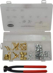 Oetiker - 81 Piece, 1/2 to 9/16" Diam, Welding Hose Clamp Repair Kit - Hose Clamps, Brass Fittings & Pincers - A1 Tooling