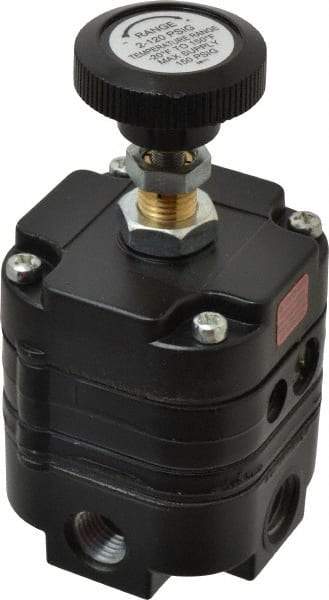 Parker - 1/4 NPT Port, 14 CFM, Zinc Diaphragm Operated Regulator - 2 to 120 psi Range, 150 Max psi Supply Pressure, 1/4" Gauge Port Thread, 3" Wide x 6.06" High - A1 Tooling