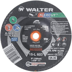 WALTER Surface Technologies - 6" Diam, 36 Grit Surface Grinding Wheel - Aluminum Oxide/Silicon Carbide Blend, Resinoid Bond - A1 Tooling