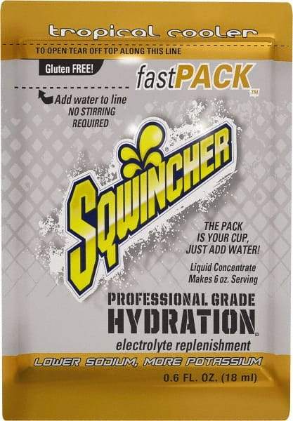 Sqwincher - 0.6 oz Pack Tropical Cooler Activity Drink - Liquid Concentrate, Yields 6 oz - A1 Tooling