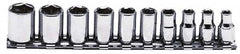 Proto - 10 Piece 1/4" Drive Chrome Finish Socket Set - 6 Points, 3/16" to 9/16" Range, Inch Measurement Standard - A1 Tooling