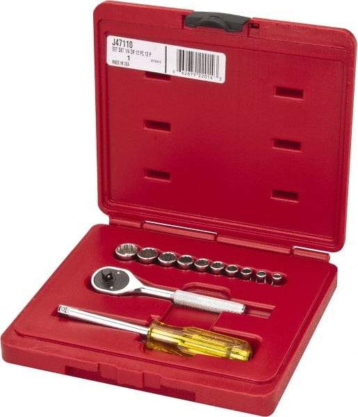 Proto - 12 Piece 1/4" Drive Chrome Finish Socket Set - 12 Points, 3/16" to 9/16" Range, Inch Measurement Standard - A1 Tooling