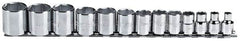 Proto - 13 Piece 3/8" Drive Chrome Finish Socket Set - 6 Points, 1/4" to 1" Range, Inch Measurement Standard - A1 Tooling