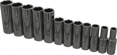 Proto - 12 Piece 3/8" Drive Chrome Finish Deep Well Socket Set - 6 Points, 8mm to 19mm Range, Metric Measurement Standard - A1 Tooling