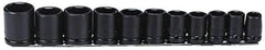 Proto - 11 Piece 1/2" Drive Black Finish Impact Socket Set - 6 Points, 1/2" to 1-1/8" Range, Inch Measurement Standard - A1 Tooling