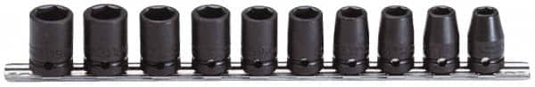 Proto - 10 Piece 1/2" Drive Impact Socket Set - 6 Points, 10 to 19mm, Metric Measurement Standard - A1 Tooling