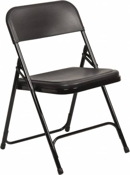 NPS - 18-3/4" Wide x 20-3/4" Deep x 29-3/4" High, Steel Folding Chair with Plastic Seat & Back - Black with Black Frame - A1 Tooling