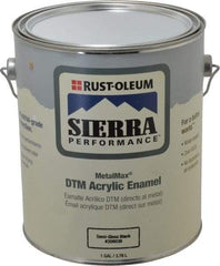 Rust-Oleum - 1 Gal Semi Gloss Black Acrylic Enamel - 180 to 545 Sq Ft/Gal Coverage, <0 g/L VOC Content, Direct to Metal - A1 Tooling