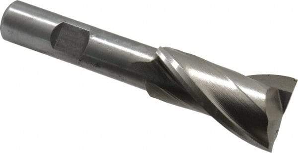 Interstate - 7/8", 1-1/2" LOC, 1/2" Shank Diam, 3-1/2" OAL, 2 Flute, High Speed Steel Square End Mill - Single End, Uncoated, Spiral Flute, 30° Helix, Centercutting, Right Hand Cut, Right Hand Flute - A1 Tooling