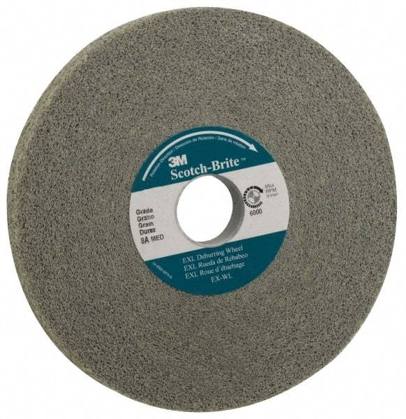 3M - 14" Diam, 2" Face Width, 8" Center Hole, Medium Grade, Aluminum Oxide Deburring Wheel - Convolute, Hard Density 8 Grade, 2,550 RPM - A1 Tooling