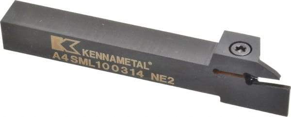 Kennametal - External Thread, 0.55" Max Depth of Cut, 3mm Min Groove Width, 5" OAL, Left Hand Indexable Grooving Cutoff Toolholder - 5/8" Shank Height x 5/8" Shank Width, A4..03.. Insert Style, A4SM Toolholder Style, Series A4 - A1 Tooling