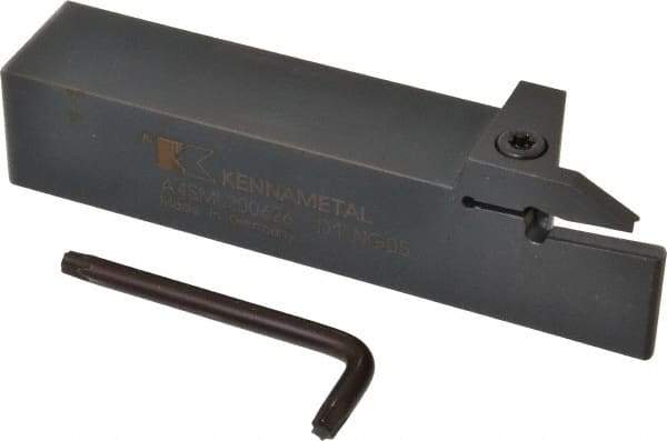 Kennametal - External Thread, 1.02" Max Depth of Cut, 6mm Min Groove Width, 6" OAL, Left Hand Indexable Grooving Cutoff Toolholder - 1-1/4" Shank Height x 1-1/4" Shank Width, A4..06.. Insert Style, A4SM Toolholder Style, Series A4 - A1 Tooling