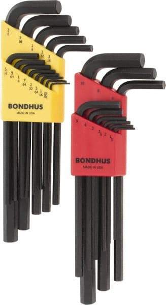 Bondhus - 22 Piece L-Key Hex Key Set - Hex Range 0.05 to 3/8" - A1 Tooling