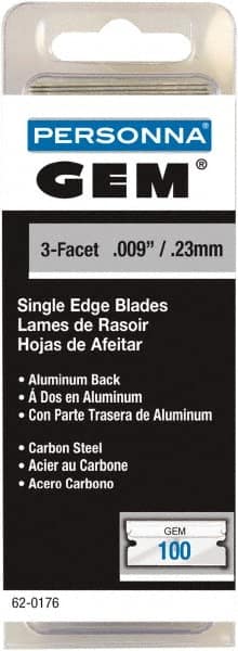 GEM - 100 Piece Steel Single Edge Blade - 1-1/2" OAL, 0.009" Blade Thickness - A1 Tooling