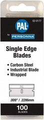 Personna - 100 Piece Steel Single Edge Blade - 1-1/2" OAL, 0.009" Blade Thickness - A1 Tooling