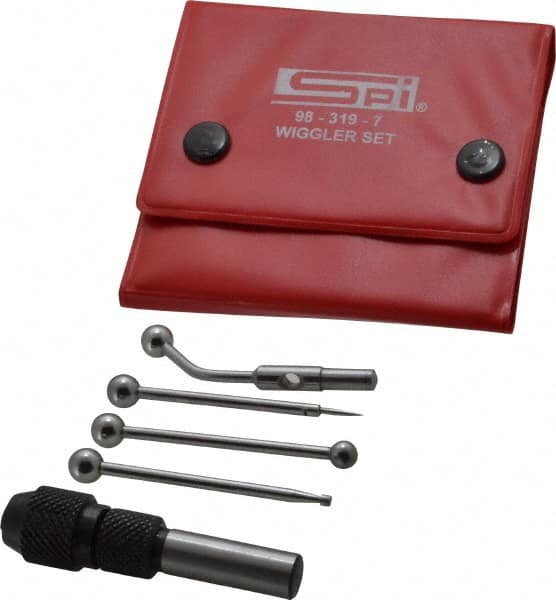 SPI - 0.0002 Inch Accuracy, Single End, Center Finder Set Mechanical - 0.1 Inch Head Diameter, Includes 4 Attachments, Case, Holder, 4 Pieces - A1 Tooling