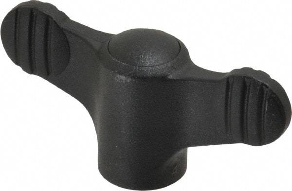 KIPP - 1/4-20 Hole Thread, 1.97" Head Length, Thermoplastic, Tapped Bar / Wing Knob - 0.39" Hole Depth, 0.94" Hub Diam, 0.45" Hub Height, Black - A1 Tooling