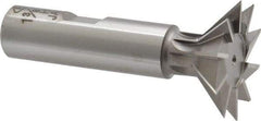 Interstate - 1-3/8" Diam x 9/16" Width of Cut, 45° Included Angle, High Speed Steel Dovetail Cutter - 5/8" Shank Diam, 2-5/16" Shank Length, 2-7/8" Overall Length - A1 Tooling