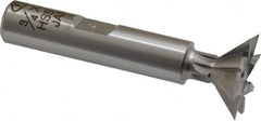 Interstate - 3/4" Diam x 5/16" Width of Cut, 45° Included Angle, Cobalt Dovetail Cutter - 3/8" Shank Diam, 1-13/16" Shank Length, 2-1/8" Overall Length - A1 Tooling