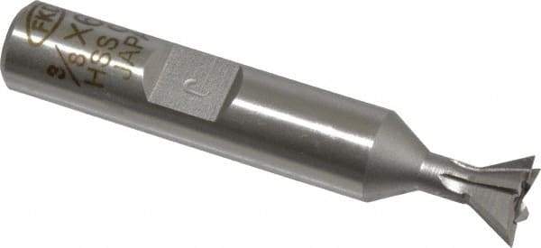 Interstate - 3/8" Diam x 3/16" Width of Cut, 60° Included Angle, Cobalt Dovetail Cutter - 3/8" Shank Diam, 2-1/8" Overall Length, Uncoated - A1 Tooling