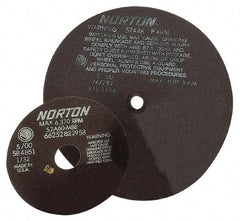 Norton - 12" 60 Grit Aluminum Oxide Cutoff Wheel - 1/16" Thick, 3" Arbor, 4,585 Max RPM - A1 Tooling