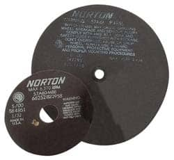 Norton - 13-3/4" Aluminum Oxide Cutoff Wheel - 0.098" Thick, 1-1/4" Arbor, 3,300 Max RPM, Use with Stationary Tools - A1 Tooling