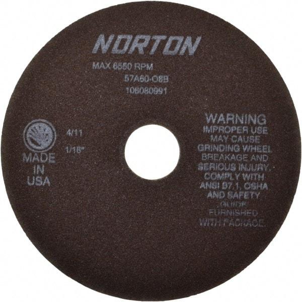 Norton - 7" 60 Grit Aluminum Oxide Cutoff Wheel - 1/16" Thick, 1-1/4" Arbor, 6,550 Max RPM, Use with Stationary Tools - A1 Tooling