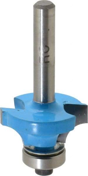 ROMAN CARBIDE - 1" Cut Diam, 1/2" Length of Cut, 2 Flute, Round-Over, Edge Profile Router Bit - Carbide-Tipped, 1/4" Shank Diam, 1-1/4" Shank Length, 2" OAL, Uncoated, Piloted - A1 Tooling