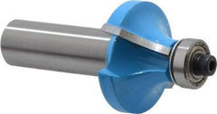 ROMAN CARBIDE - 1-1/4" Cut Diam, 5/8" Length of Cut, 2 Flute, Round-Over, Edge Profile Router Bit - Carbide-Tipped, 1/2" Shank Diam, 1-1/2" Shank Length, 2-1/2" OAL, Uncoated, Piloted - A1 Tooling