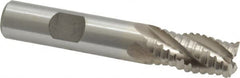 Interstate - 1/2" Diam, 1" LOC, 4 Flute Cobalt Roughing & Finishing Square End Mill - Uncoated, 3" OAL, 1/2" Shank Diam, Weldon Shank, 30° Helix, Non-Centercutting - A1 Tooling