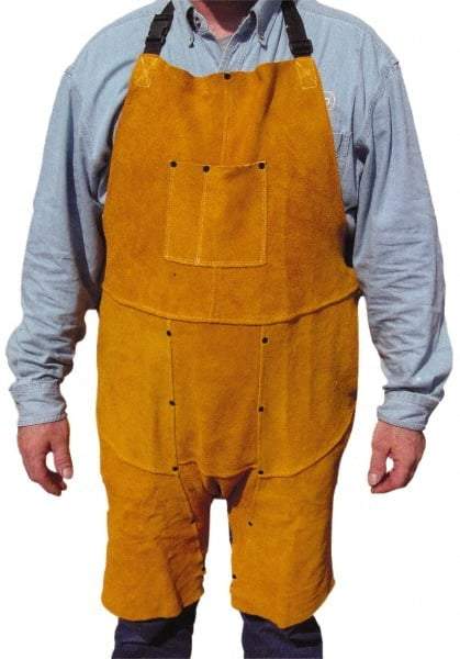 PRO-SAFE - 24 x 48" Flame Resistant/Retardant & Welding Split Leg Apron - Split Leather, 11 oz Material, Yellow, 0 Pockets - A1 Tooling