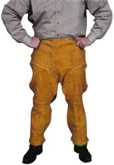 PRO-SAFE - Size Universal Leather with KevlarThread Flame Resistant/Retardant Chaps - No Pockets, Gold - A1 Tooling