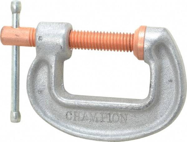 Made in USA - Light-Duty 1-1/2" Max Opening, 1-1/4" Throat Depth, Aluminum Alloy Standard C-Clamp - 850 Lb Capacity, 0" Min Opening, Standard Throat Depth - A1 Tooling