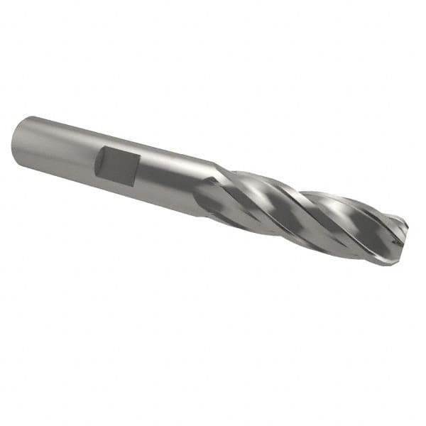 Interstate - 1/2" Diam, 1-1/4" LOC, 4 Flute Cobalt Ball End Mill - Uncoated, Single End, 3-1/4" OAL, 1/2" Shank Diam, Spiral Flute - A1 Tooling