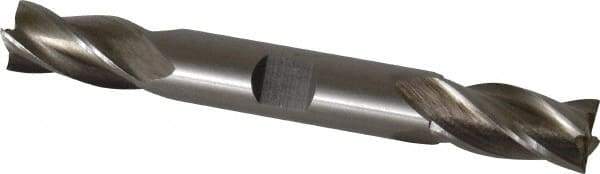 Interstate - 1/2", 1" LOC, 1/2" Shank Diam, 4-1/8" OAL, 4 Flute, High Speed Steel Square End Mill - Double End, Uncoated, Spiral Flute, 30° Helix, Centercutting, Right Hand Cut, Right Hand Flute - A1 Tooling