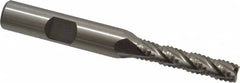 Interstate - 1/4" Diam, Coarse Pitch, 1-1/8" LOC, 4 Flute Cobalt Roughing Square End Mill - Uncoated, 2-15/16" OAL, 3/8" Shank Diam, Single End, Centercutting - A1 Tooling