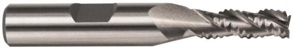 Interstate - 11/32" Diam, Coarse Pitch, 3/4" LOC, 3 Flute Cobalt Roughing Square End Mill - Uncoated, 2-1/2" OAL, 3/8" Shank Diam, Single End, Centercutting - A1 Tooling