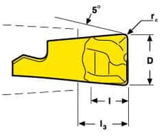 Seco - MM08 MD03 Grade F30M Carbide End Milling Tip Insert - TiAlN/TiN Finish, 2 Flutes, 0.315" Cutting Diam, 0.223" Depth of Cut, 0.267" Extension, 0.039" Cnr Rad - A1 Tooling