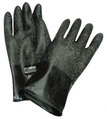 North - Size M (8), 14" Long, 32 mil Thick, Butyl Chemical Resistant Gloves - Textured Finish, Rolled Cuff, Black - A1 Tooling