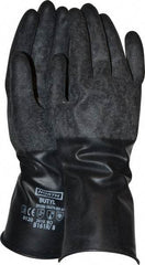 North - Size M (8), 11" Long, 16 mil Thick, Butyl Chemical Resistant Gloves - Textured Finish, Rolled Cuff, Black - A1 Tooling