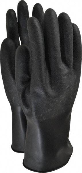 North - Size L (9), 11" Long, 16 mil Thick, Butyl Chemical Resistant Gloves - Textured Finish, Rolled Cuff, Black - A1 Tooling