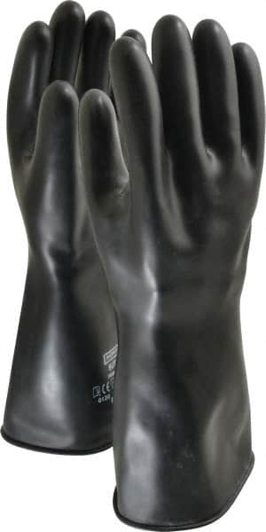 North - Size L (9), 14" Long, 32 mil Thick, Butyl Chemical Resistant Gloves - Smooth Finish, Rolled Cuff, Black - A1 Tooling