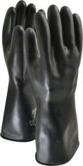 North - Size L (9), 14" Long, 32 mil Thick, Butyl Chemical Resistant Gloves - Smooth Finish, Rolled Cuff, Black - A1 Tooling